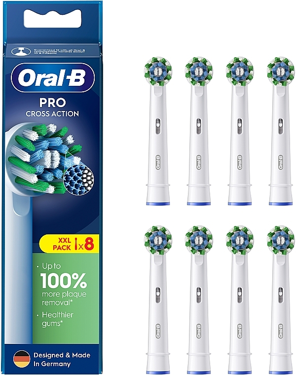 Replacement Heads for Electric Toothbrush, 8 pcs. - Oral-B Pro Cross Action White — photo N1