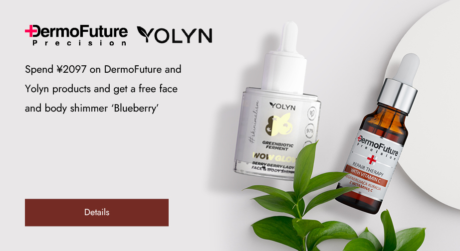 Spend ¥2097 on DermoFuture and Yolyn products and get a free face and body shimmer 'Blueberry'