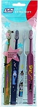 Fragrances, Perfumes, Cosmetics Kids Toothbrushes, green + dark blue + blue + pink - TePe Kids Extra Soft