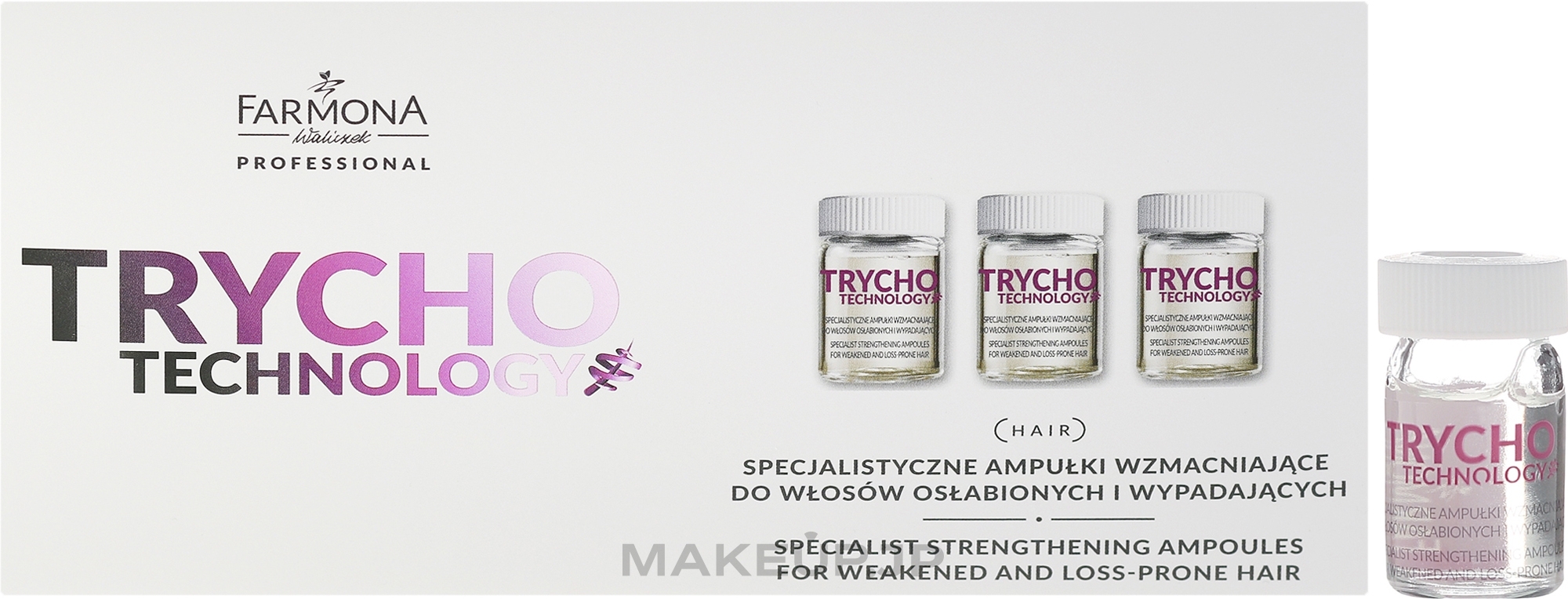 Specialized Strengthening Anti Hair Loss Ampules for Weak Hair - Farmona Professional Trycho Technology Specialist Strengthening Ampoules For Weakened And Loss-Prone Hair — photo 10 x 5 ml