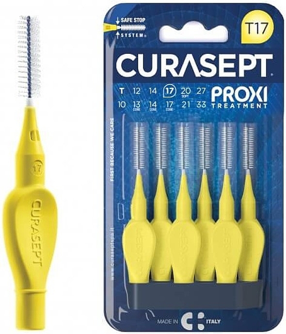 Interdental Brush, 1.7 mm, Yellow, Pack of  - Curaprox Curasept Proxi T17 Yellow — photo N1