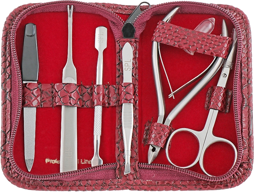 Manicure Set, 6 tools, burgundy, 77108 - SPL — photo N2