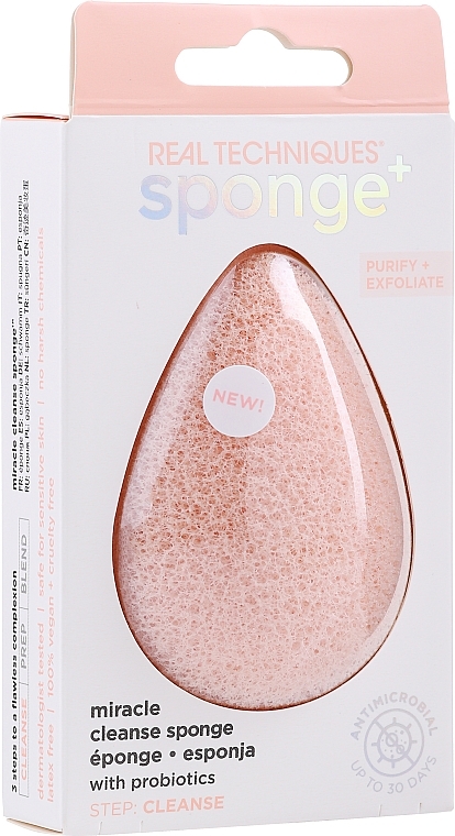 Double-Sided Cleanse Sponge with Probiotics - Real Techniques Sponge + Cleanse Sponge With Probiotics — photo N1