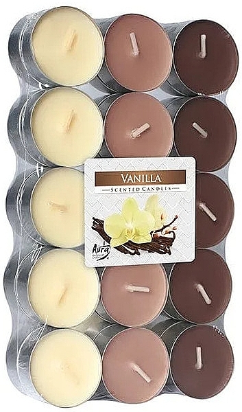 Tea Candles 'Vanilla', 30 pcs - Bispol Vanilla Scented Candles — photo N1