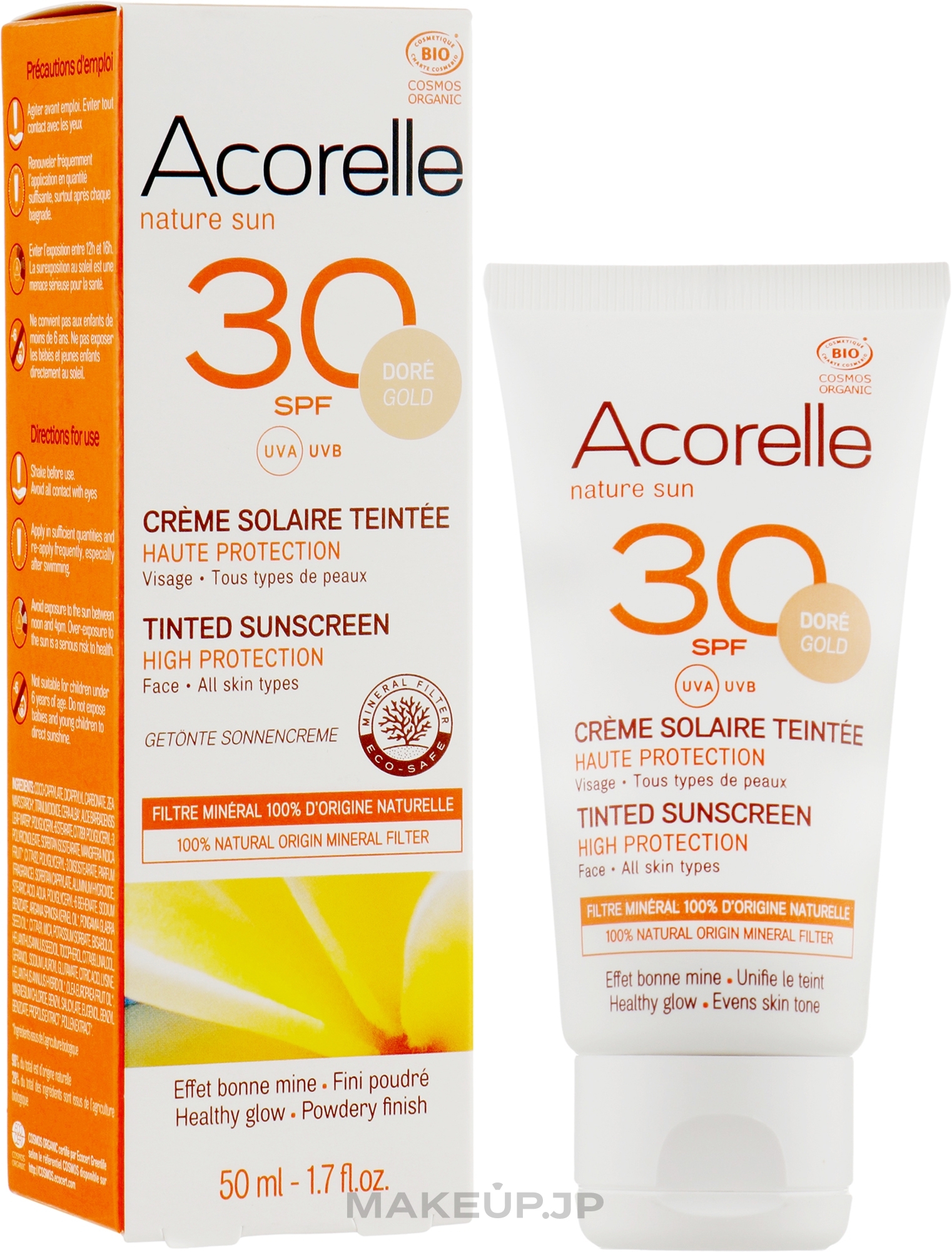 Toning Face Sun Cream - Acorelle Nature Sun Cream SPF30 — photo 50 ml