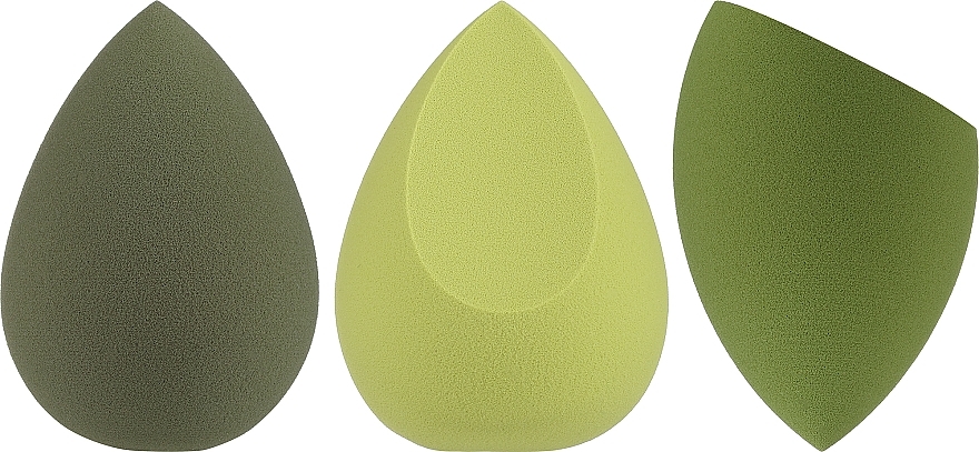 Makeup Sponges in Case, 3 pcs, 38440, olive - Top Choice — photo N2