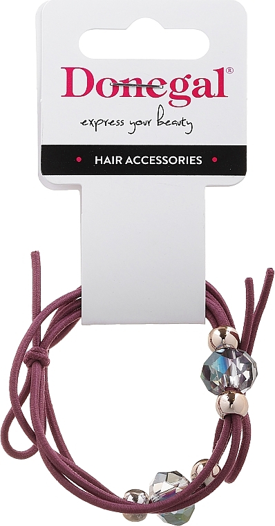 Hair Band, FA-5697+2, dark pink with stones - Donegal — photo N1