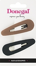 Fragrances, Perfumes, Cosmetics Hairclips, FA-5671, beige and black, 2 pcs. - Donegal