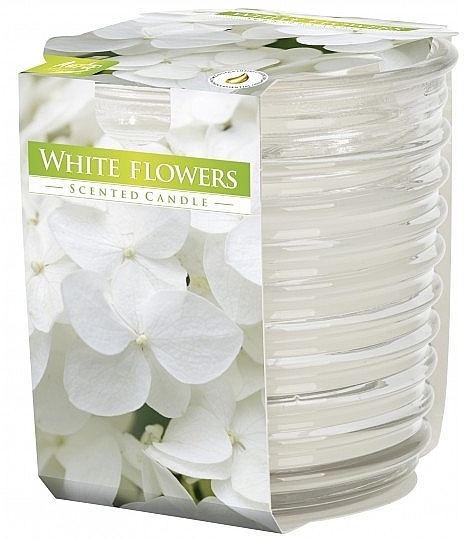 Scented Candle in Ribbed Glass 'White Flowers' - Bispol Scented Candle White Flowers — photo N1