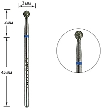 Diamond Nail Drill Bit 'Ball', 801 001 030V 3mm, blue mark - Tufi Profi Premium — photo N1