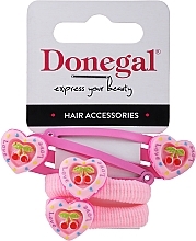 Fragrances, Perfumes, Cosmetics Hair Clip & Tie Set, FA-5663+1, light pink, hearts - Donegal