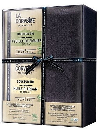 Set - La Corvette Douceur Bio Gift Box (soap/2x100g + towel/1pcs) — photo N1