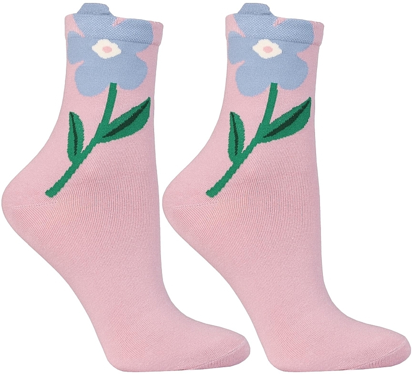 Women Socks with Flower CSL200-923, pink - Moraj — photo N1