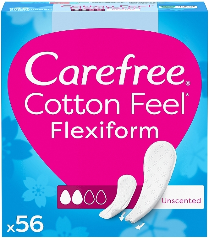 Flexible Daily Liners, scent-free, 56 pcs - Carefree Cotton FlexiForm Unscented — photo N37