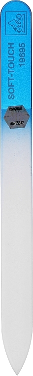 Glass Nail File in Case, 14 cm, light blue - Erbe Solingen Soft-Touch — photo N1