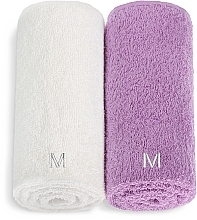 Fragrances, Perfumes, Cosmetics Face Towel Set 'Twins', white and lilac - MAKEUP Face Towel Set Pink + White