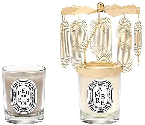 Set - Diptyque Amber And Firewood Candle Carousel Gift Set (candle/2x70 g + acc/1 pc) — photo N1