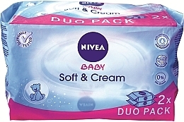 Wet Wipes ‘Baby’ 2x63pcs - NIVEA Baby Soft & Cream — photo N4