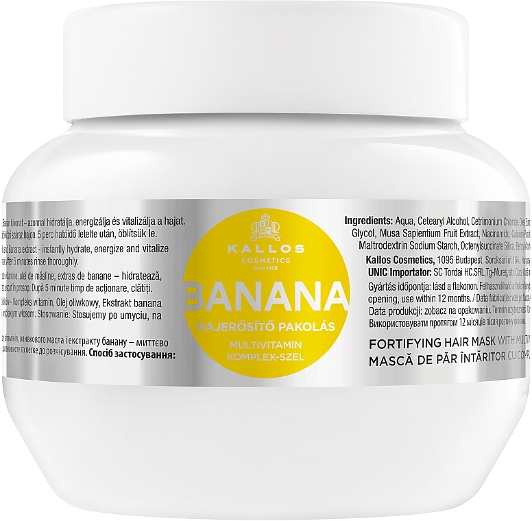 Strengthening Hair Mask with Banana Extract - Kallos Cosmetics Banana Mask — photo N2