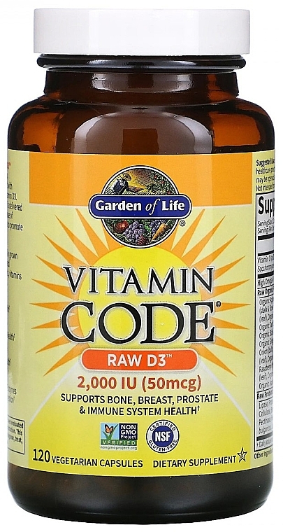 Food Supplement - Garden of Life Vitamin Code Raw D3, 50 mcg — photo N5