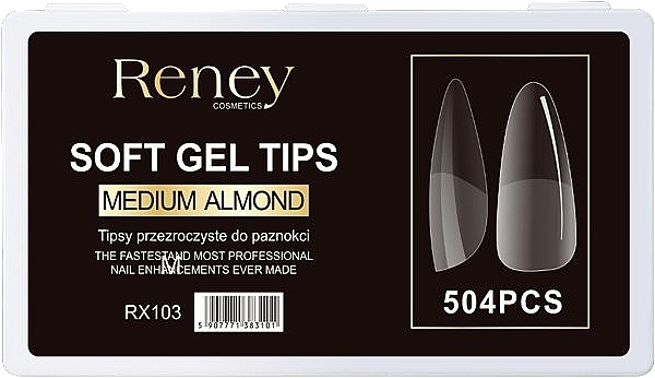 Nail Tips, acrylic, transparent, 504 pcs. - Reney Cosmetics Soft Gel Tips Medium Almond RX-103 — photo N1