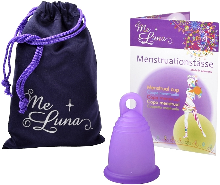 Menstrual Cup with Loop, size M, purple - MeLuna Classic Menstrual Cup Stem — photo N2