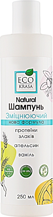 Natural Strengthening Shampoo "Grain Proteins, Orange & Vanilla" - Eco Krasa — photo N1