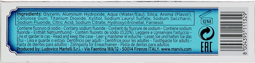 Toothpaste with Aquatic Mint Scent - Marvis Aquatic Mint — photo N3