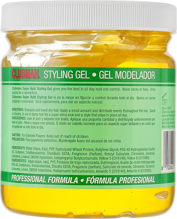 Super Hold Hair Styling Gel - Clubman Super Hold Styling Gel — photo N3