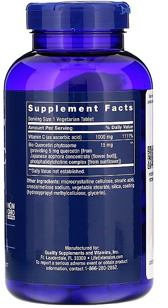 Vitamin C & Bio-Quercetin Phytosome - Life Extension Vitamin C-1000 mg & Bio-Quercetin — photo N2