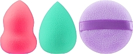 Fragrances, Perfumes, Cosmetics Makeup Sponges, 60813, 3 pcs, purple+green+crimson - Bling