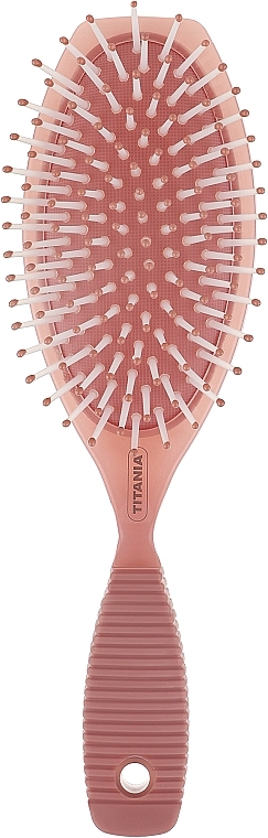 Massaging Hair Brush 10 rows, pink - Titania — photo N1