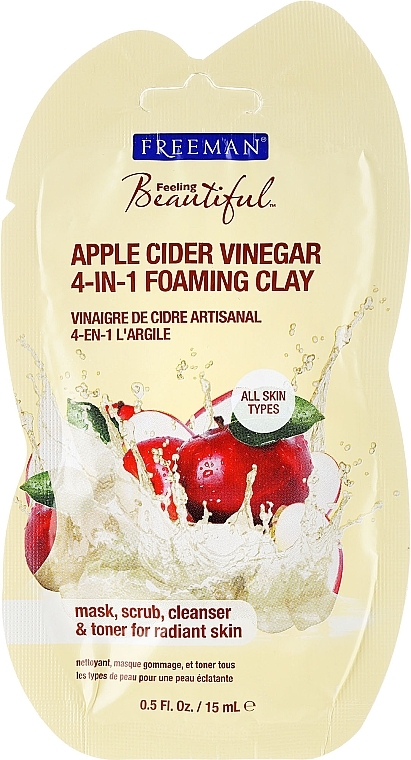 Face Mask "Apple Cider Vinegar" 4in1 - Freeman Feeling Beautiful 4-in-1 Apple Cider Vinegar Foaming Clay (mini size) — photo N1