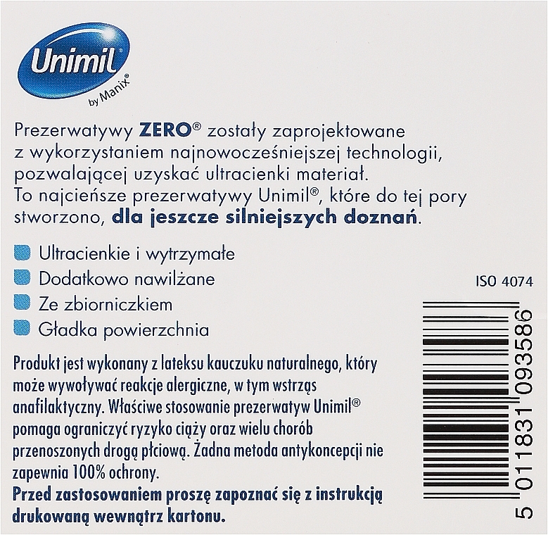 Condoms, 3 pcs - Unimil Zero — photo N15