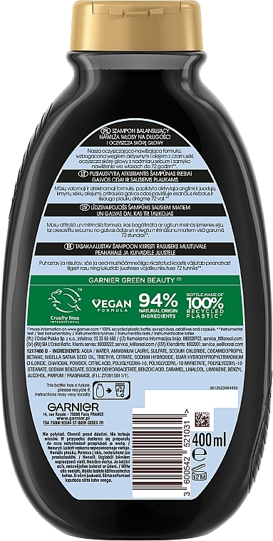 Charcoal & Black Thyme Oil Shampoo - Garnier Botanic Therapy Balancing Shampoo — photo N2