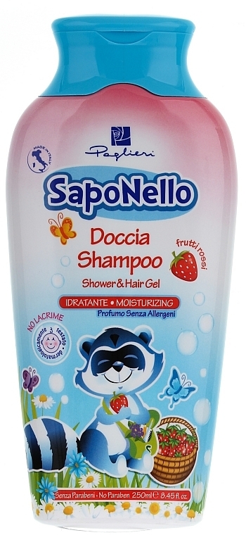 Shampoo and Shower Gel for Kids 'Red Berries' - SapoNello Shower and Hair Gel Red Fruits — photo N1