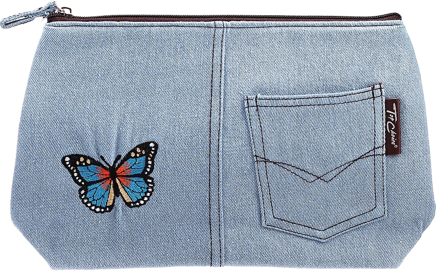 Makeup Bag "Motifs", 94767, blue with butterfly - Top Choice — photo N1