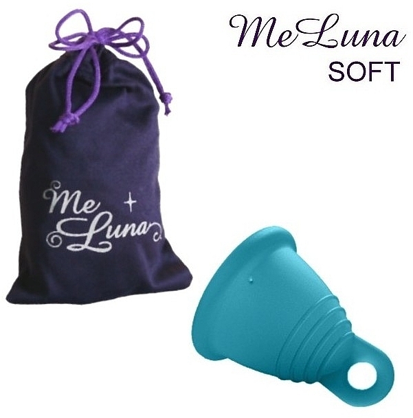 Menstrual Cup with Stem, size XL, sea wave - MeLuna Soft Shorty Menstrual Cup Ring — photo N6