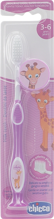 GIFT! Baby Toothbrush for Primary Teeth, raspberry, 3 to 6 years - Chicco — photo N1