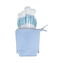 Makeup Brushes+Bag Set, 9 pcs, blue - ILU Basic Mu White Makeup Brush Set — photo N1