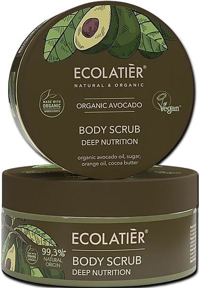 Avocado Oil and Cocoa Butter Nourishing Body Scrub - Ecolatier Organic Avocado — photo N1