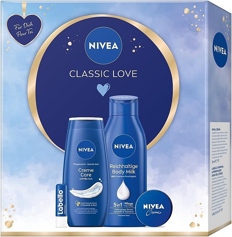 キット - NIVEA Classic Love Gift Set (sh/gel/250ml + b/milk/400ml + lip/balm/5,5ml + f/cr/30ml) — photo N3