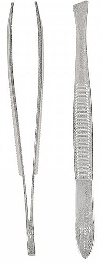 Wide Angled Tweezer, silver, 8 cm - Titania — photo N1