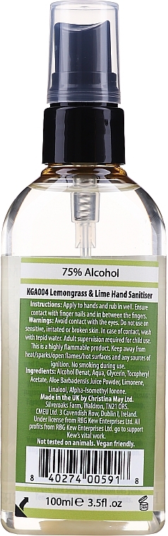 Lemongrass & Lime Hand Sanitizer - Royal Botanic Gardens Kew Lemongrass & Lime Hand Sanitiser — photo N24