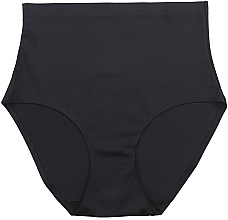 Seamless High-Waisted Panties, laser cut, plus size, black - Moraj — photo N3