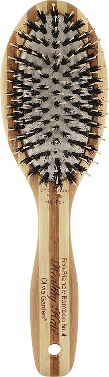 Bamboo Hair Brush, oval - Olivia Garden Healthy Hair Oval Combo Eco-Friendly Bamboo Brush — photo N1