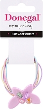 Hair Tie, FA-5721, pink butterfly, multicolored - Donegal — photo N1