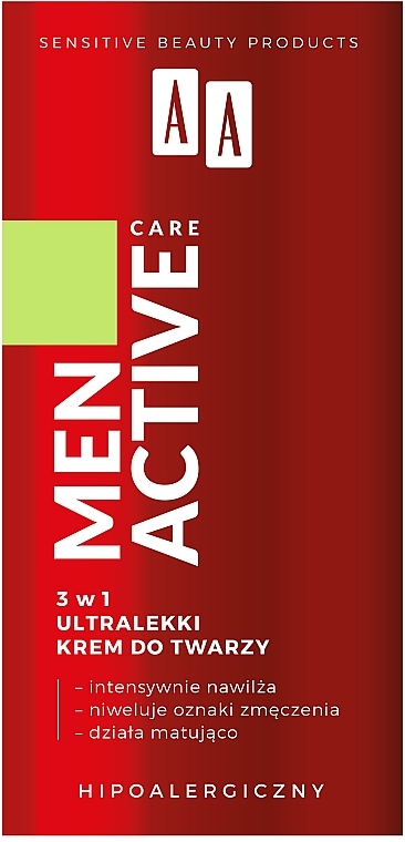 Ultra-Lightweight Face Cream 3in1 - AA Cosmetics Men Active Care — photo N2