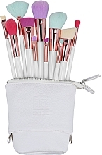 Fragrances, Perfumes, Cosmetics 11 Makeup Brushes+Case Set, white - ILU Brush Set