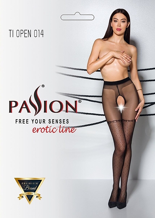 Erotic Tights with Cutout 'Tiopen' 014, 20 Den, black - Passion — photo N1